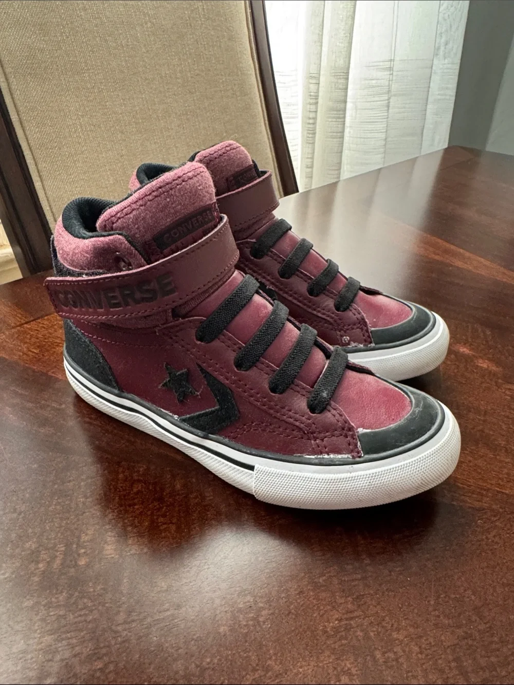 Converse Kids Burgundy and Black High-Top Sneakers